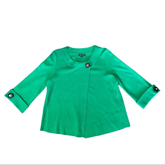 Anne Klein Asymmetrical Scoop Neck Sweater Cardigan Shirt LS Kelly Green - Picture 4 of 8